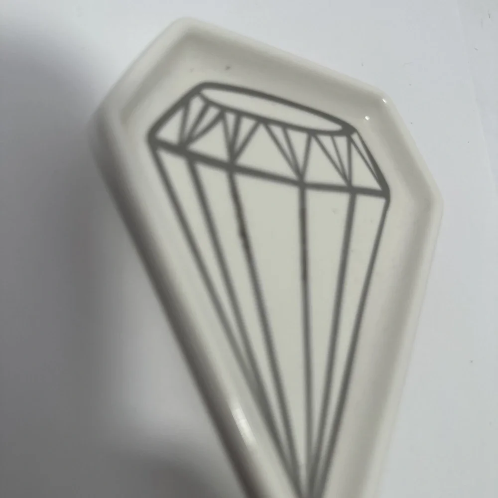 White & Silver Diamond Shaped Trinket Jewelry Dish